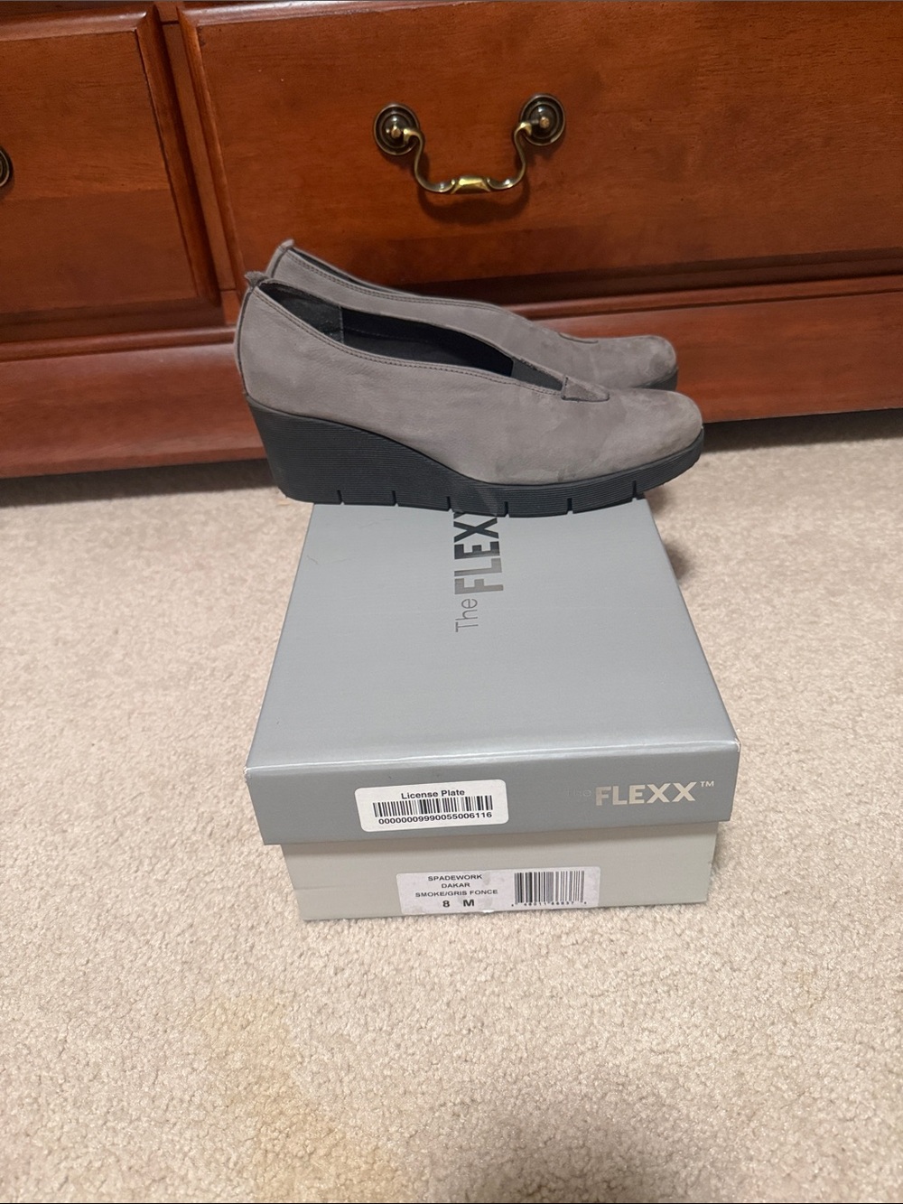 THE FLEXX Women's Gray Suede Wedge Loafers
